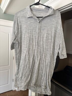 Men's Heather Gray Polo Shirt - Soft Breathable Knit